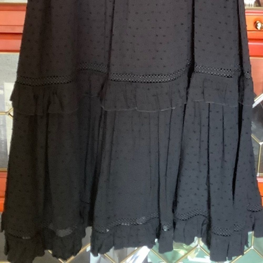 KATE SPADE BLACK EMBROIDERED LACED FULLY LINED TIERED MIDI VISCOSE WOMAN… - Picture 6 of 11